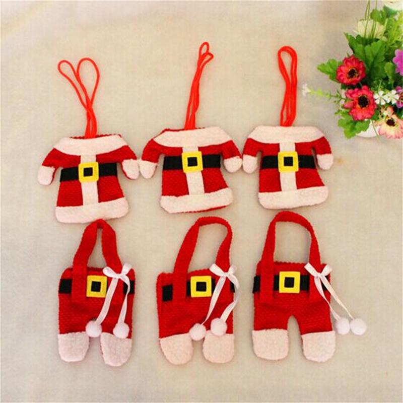 Nuova Moda 1 set 2 pezzi Vestiti di Natale pantaloni copri coltello e forchetta per Brincos Giorno di Natale Regalo per Ragazza
