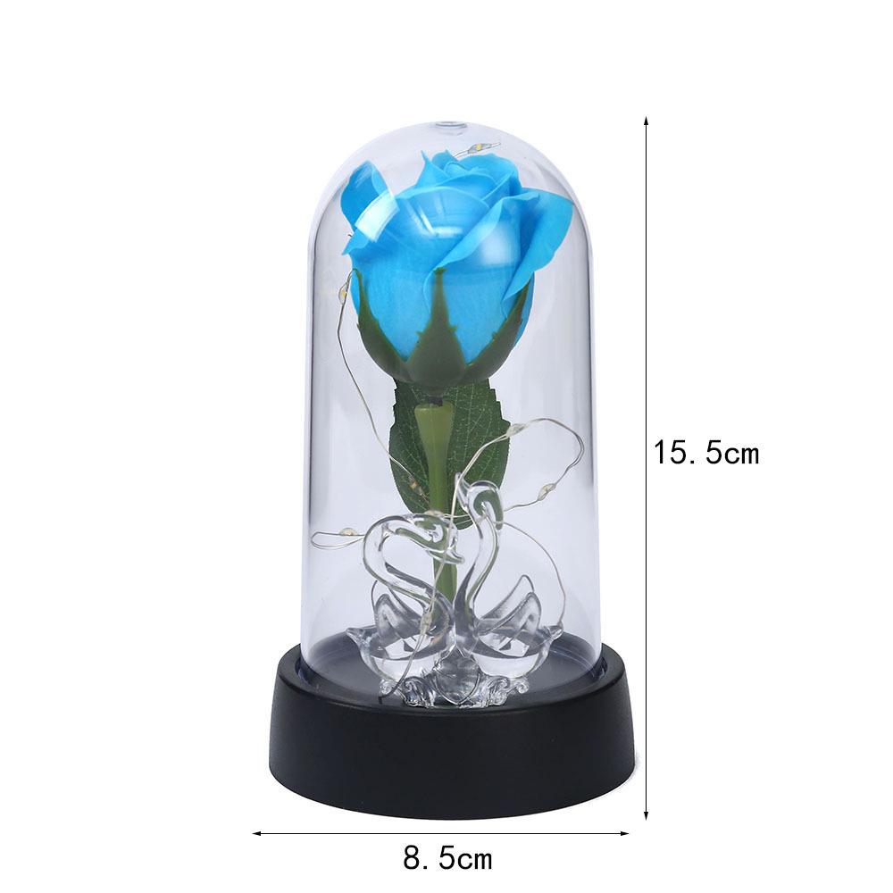 Enchanted Beauty And The Beast Rose Flower with Black Base LED Light In Glass Dome Valentine Christmas Gift Wedding Home Decor
