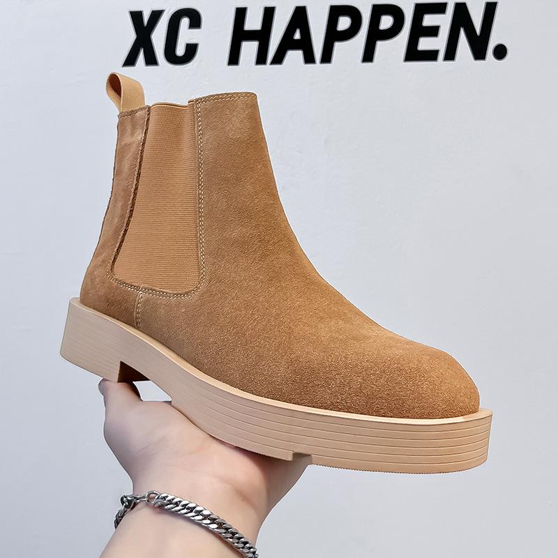 

Japanese platform Chelsea boots men s winter tooling Martin boots British short boots Desert boots 66618-A 38 жёлтый