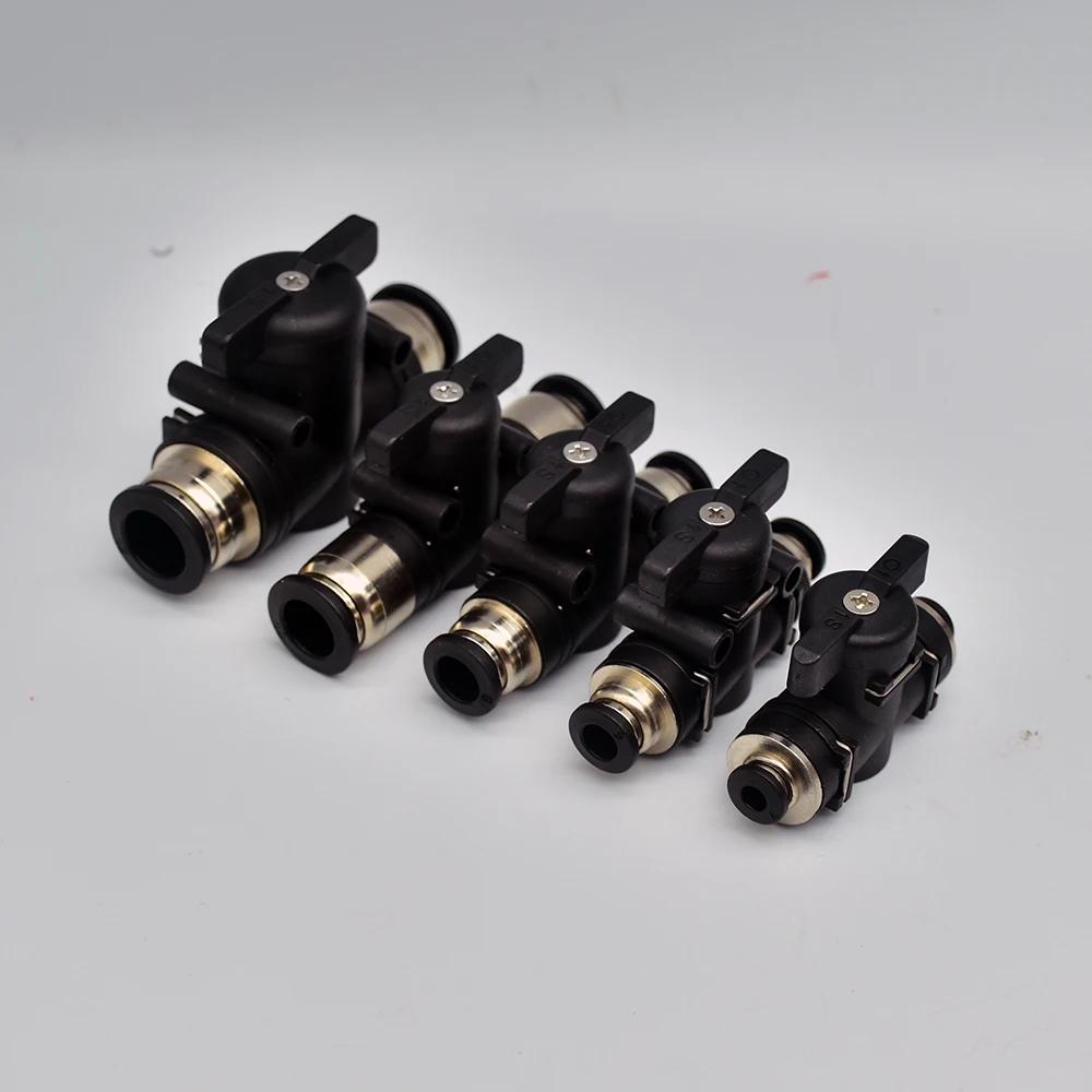 BUC Black 4mm 6mm 8mm 10mm 12mm Pneumatic Push-In Quick Joint Fittings Manual Ball Valve Hand Turn Switch Connector