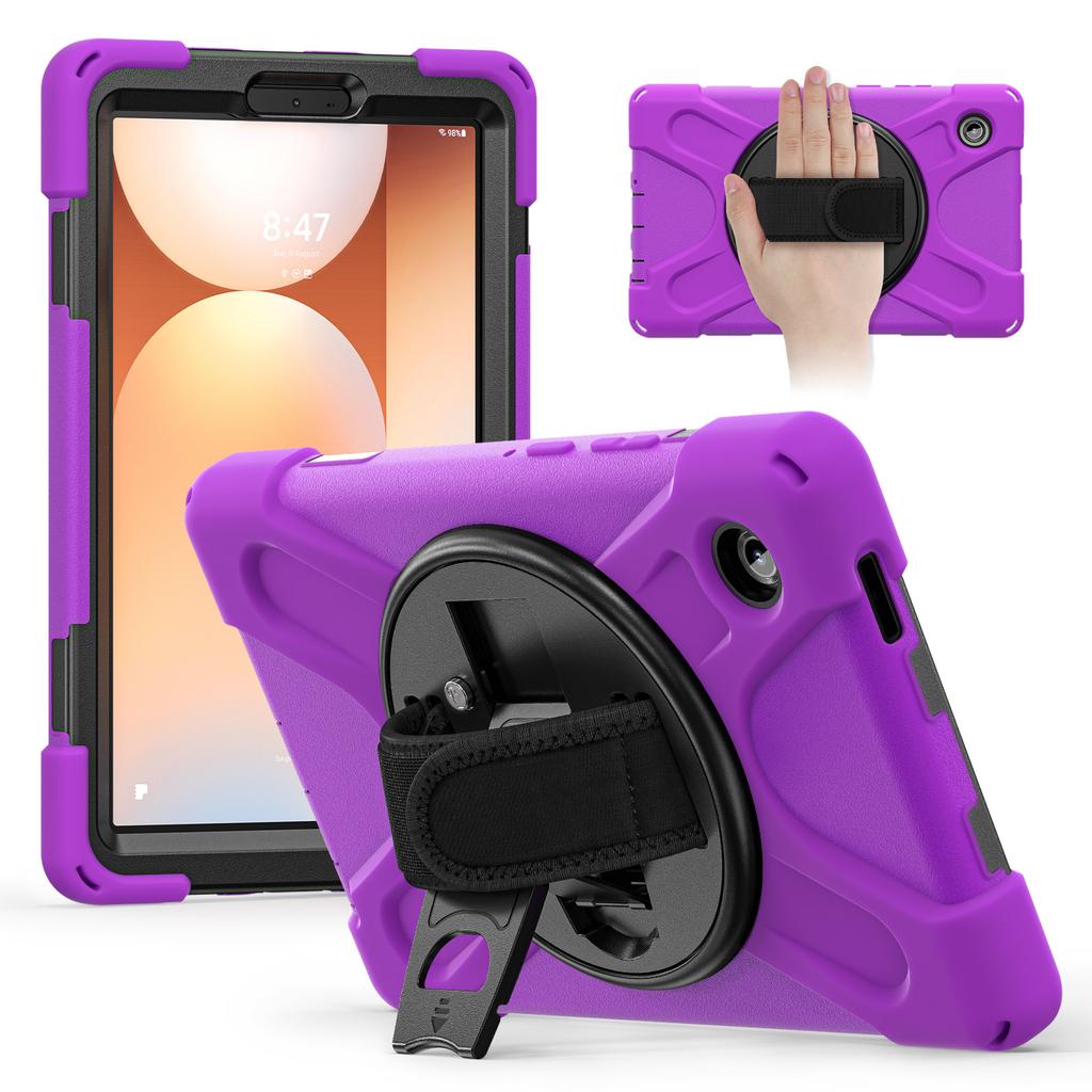 Case for Samsung Galaxy Tab A11 + 11" 8.7" 360 Degree Rotate Stand Case Shockproof Silicone-PC Stand Cover+Shoulder Straps