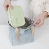 Corduroy Canvas Lunch Bag Solid Ribbed Outdoor Portable Tote with Handle Kids Student Handbag