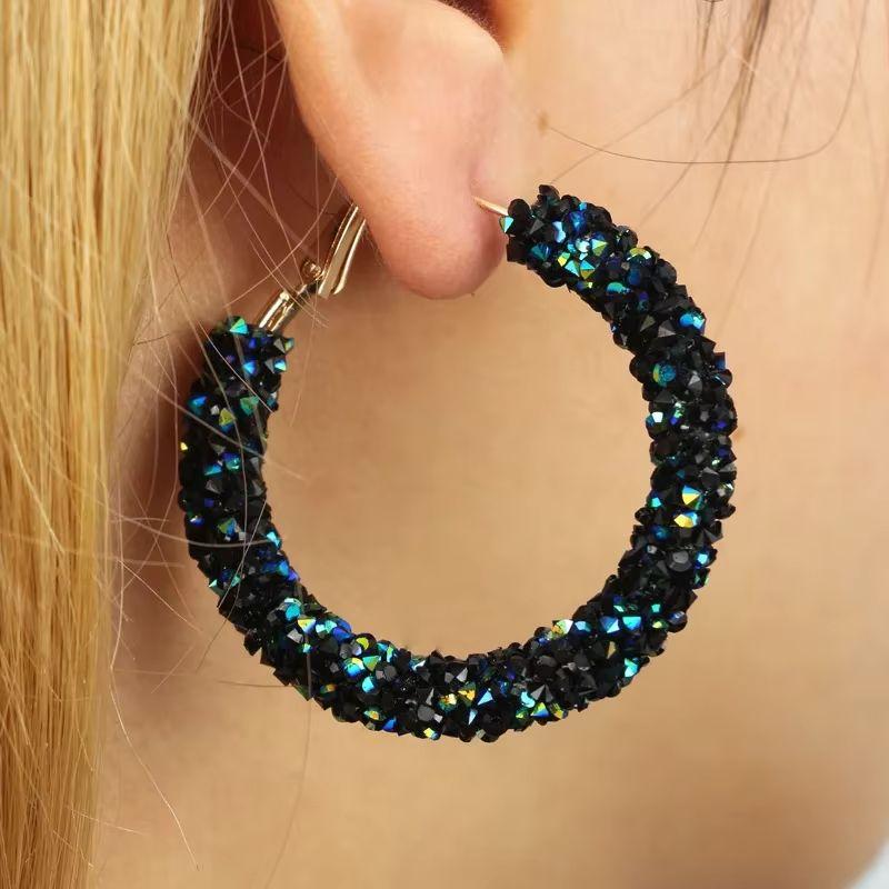 New Fashion Hoop Earrings for Women Color Bling Bling Round Geometric Statement Earrings Jewelry for Wedding Party Brincos