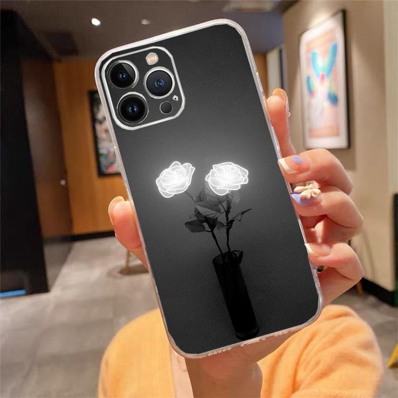 Phone Case For Iphone 17 Pro Max Air 16 15 14 13 Pro Max 15 16 Pro 15Plus Rose In the Dark