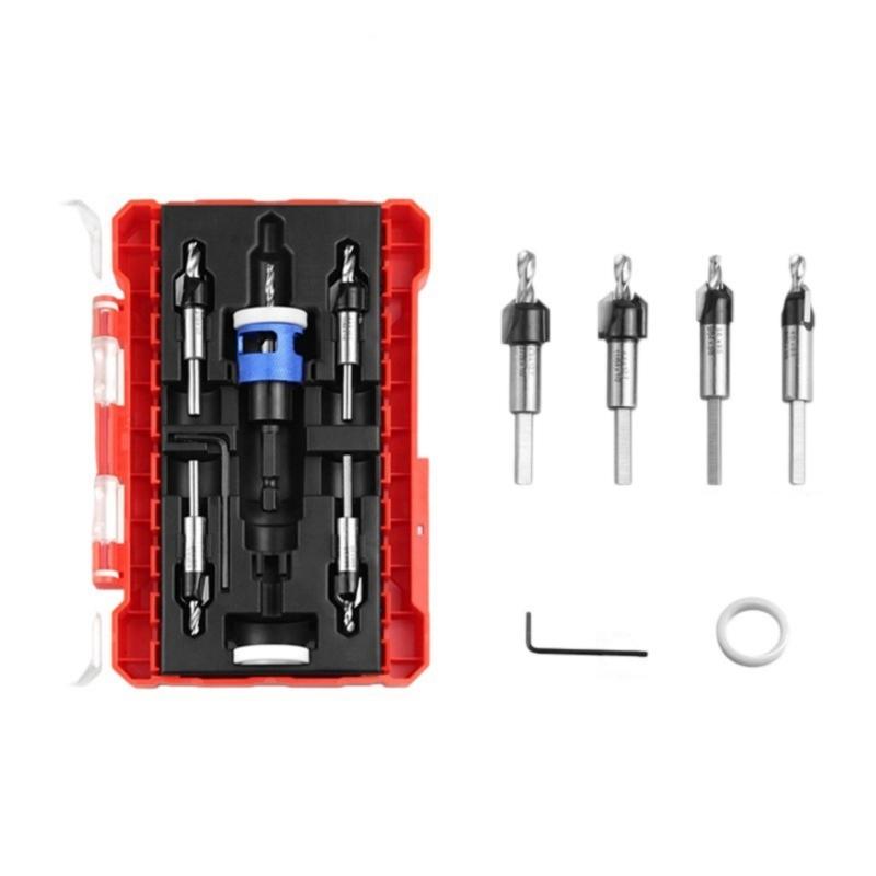 

Countersunk Drill Bit Set Step Drill Bits Set Including Depth Stop For Accurate Drilling In Wood And Metal синій