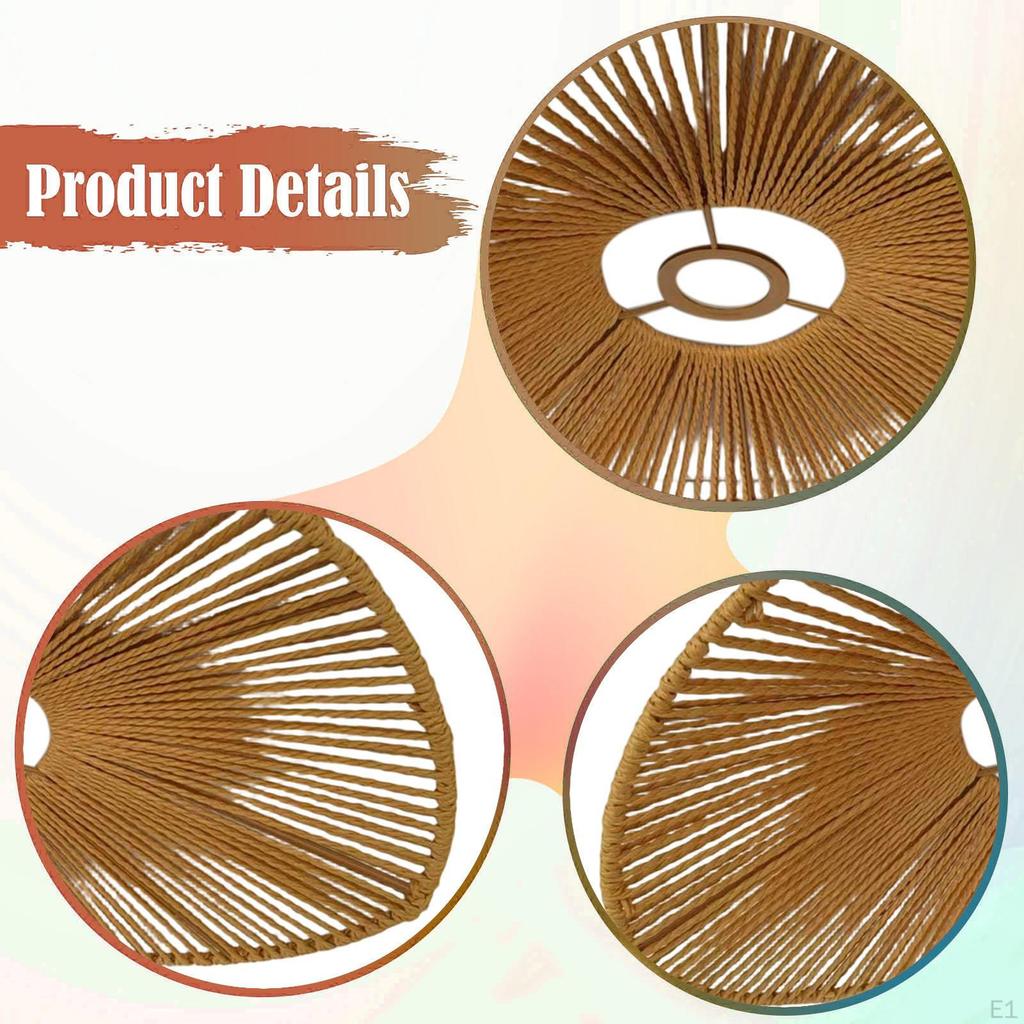 Handwoven Lampshade Woven Rope Lamp Shade Vintage Decorative Table Cover Pendant Light