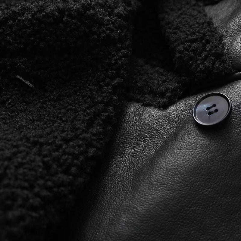 2024 Women's Fashion Shearling Coat: Versatile Solid Color, Square Neck, Belted Design for Winter