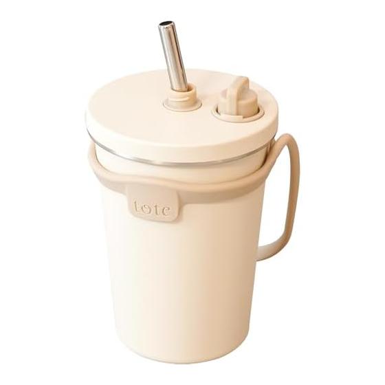 Wahei Freiz Tumbler with Straw 320ml Ivory 2WAY Vacuum Insulated Thermal/Cold Toto Easy to Carry Tote RH-1842