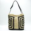 New striped large-capacity straw bag casual black edge shoulder hand-woven bag seaside vacation beach bag