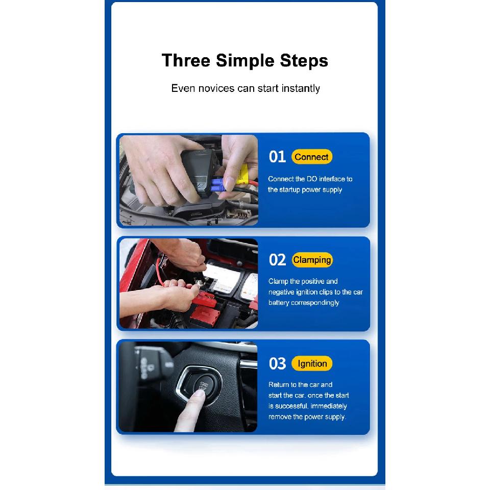 EAFC 12V Car Jump Starter Power Bank Portable Emergency Battery Booster 600A Start Device PowerBank with LED Lighting for Auto