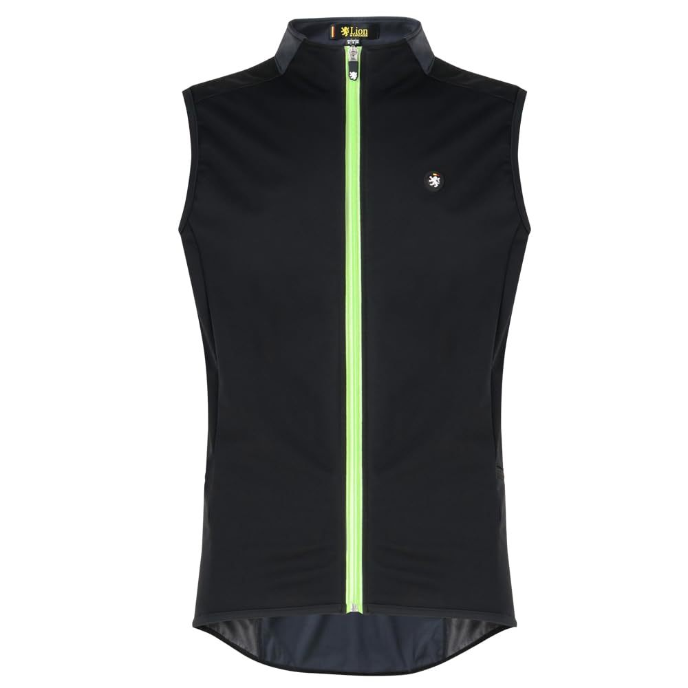 Lion De Capelmuur Cycling Windproof Size XS Vest, Autumn/Winter Vest, Windproof, Water-Resistant, Breathable, Micro-Fleece-Lined, Black,