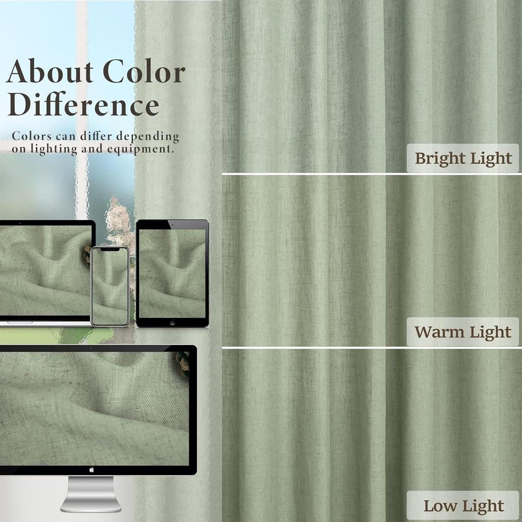 DANCURTON Sage Green Valance for Windows Kitchen Living Room Valance Rod Pocket Boho Farmhouse Country Rustic Bathroom Small Window Treatment Semi