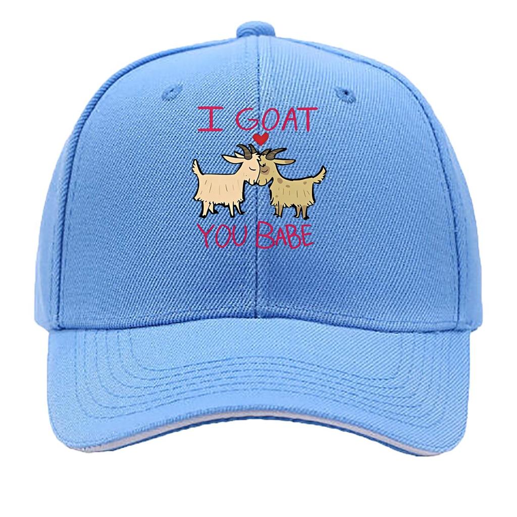 I GOAT YOU BABE VintageStyle Adjustable Baseball Cap with Goat Illustration Washable Blend Perf Sandwich Baseball Cap