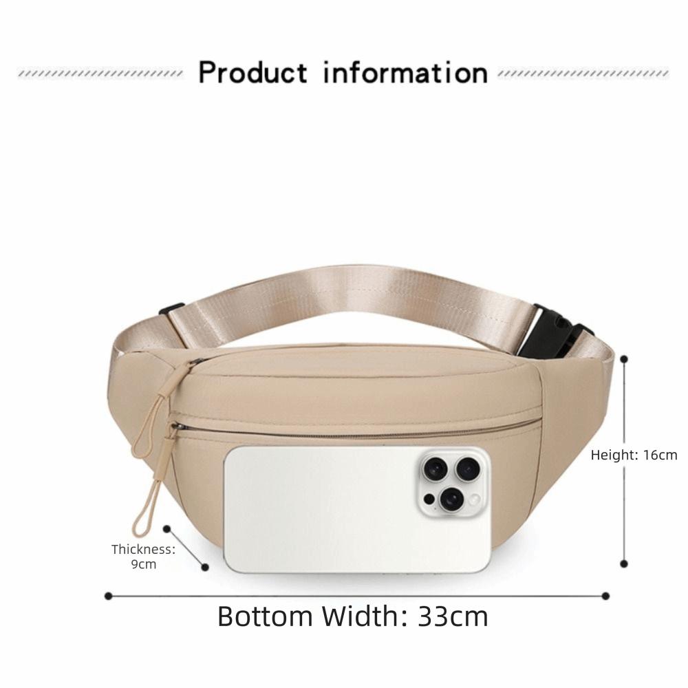 Fashion Solid Color Waist Bag Waterproof Double Layer Chest Bag Double Pocket Shoulder Bag Travel