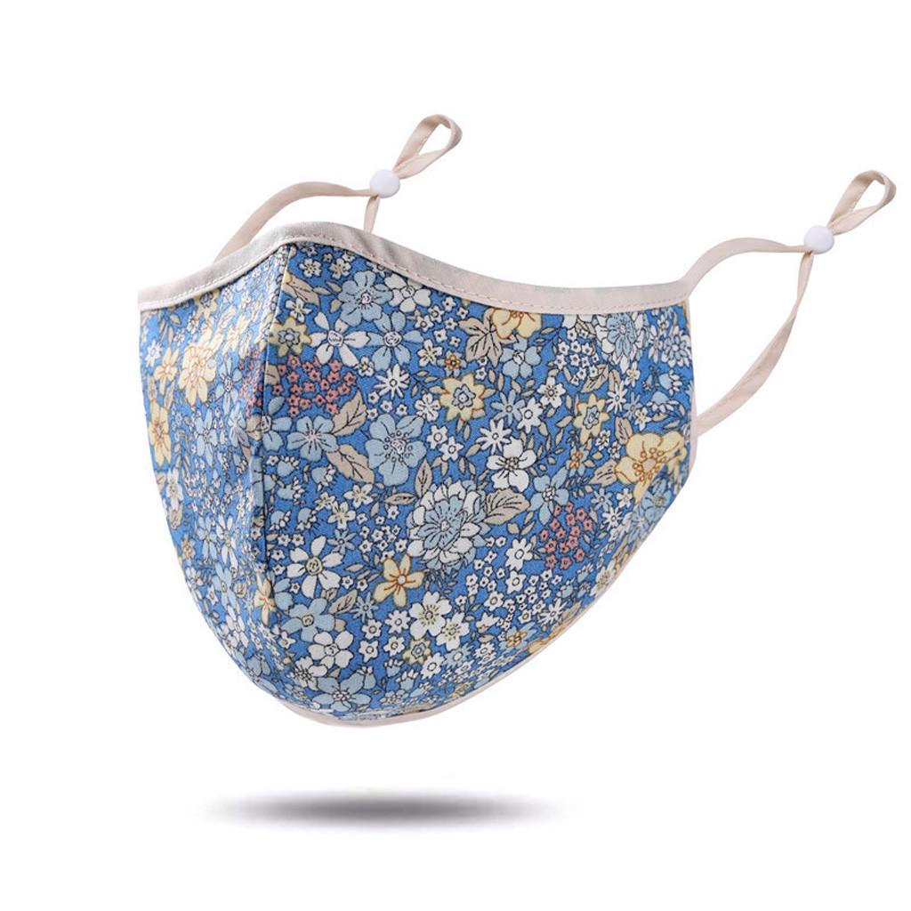 

Взрослая женская хлопковая маска для лица с цветочным принтом, безопасная, моющаяся