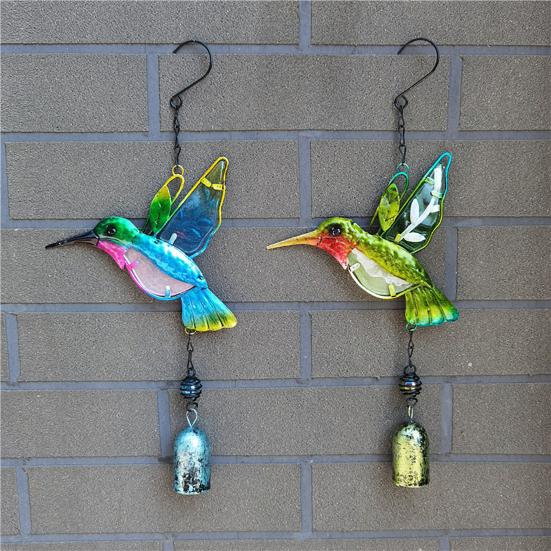 Wind Chimes for Outside Stained Glass Hummingbird/Dragonfly Wind Bell Hanging Ornament for Garden Patio Balcony Yard Window Decor Gifts for Women Mom