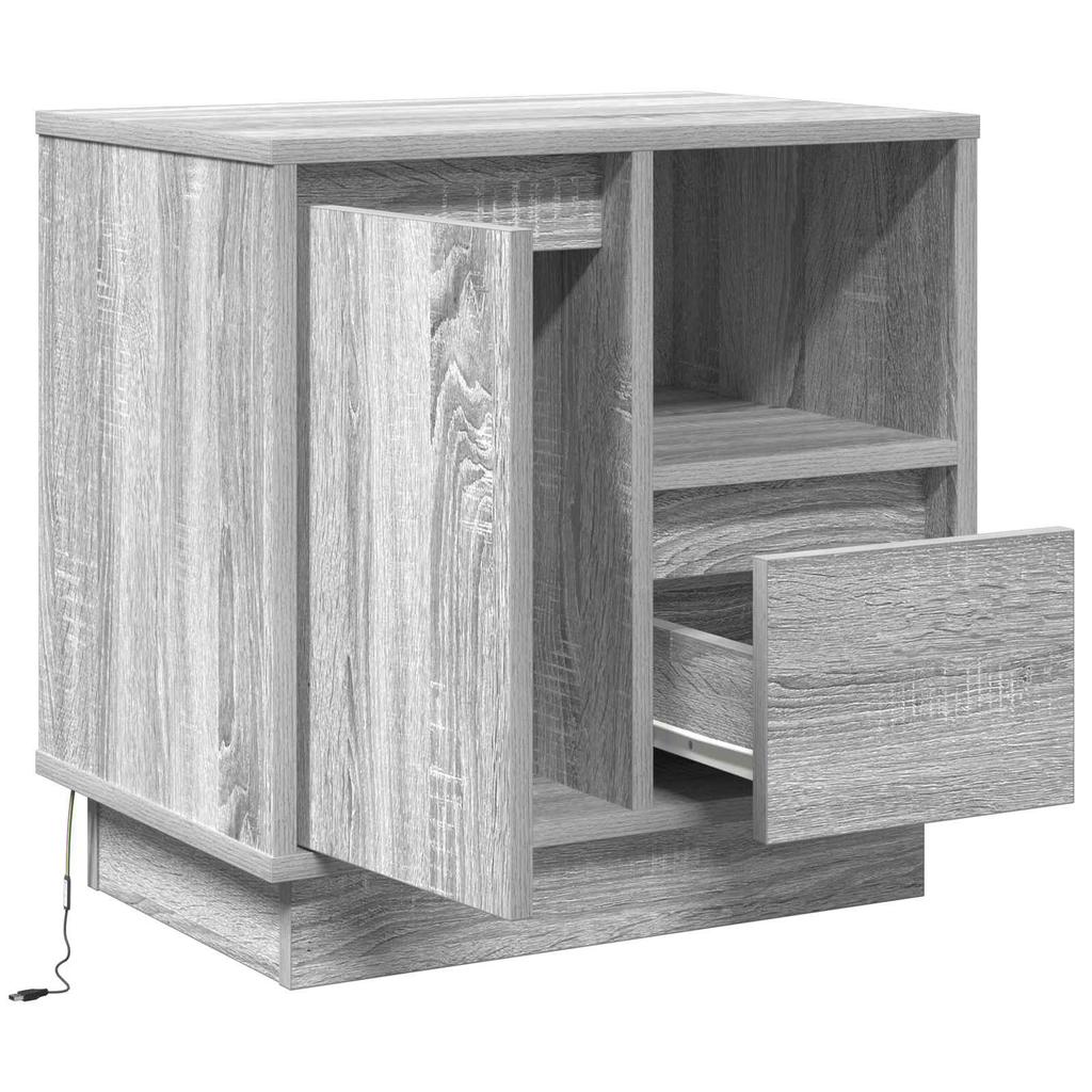 Nightstand with Drawers Gray 50 x 34.5 x 50 cm Engineered Wood