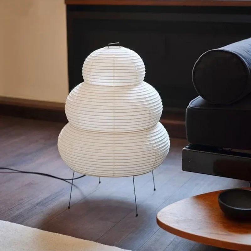 Japanese Design Table Lamp White Rice Paper Decorative Desk Lights for Bedroom Living/Dining Room Study Loft