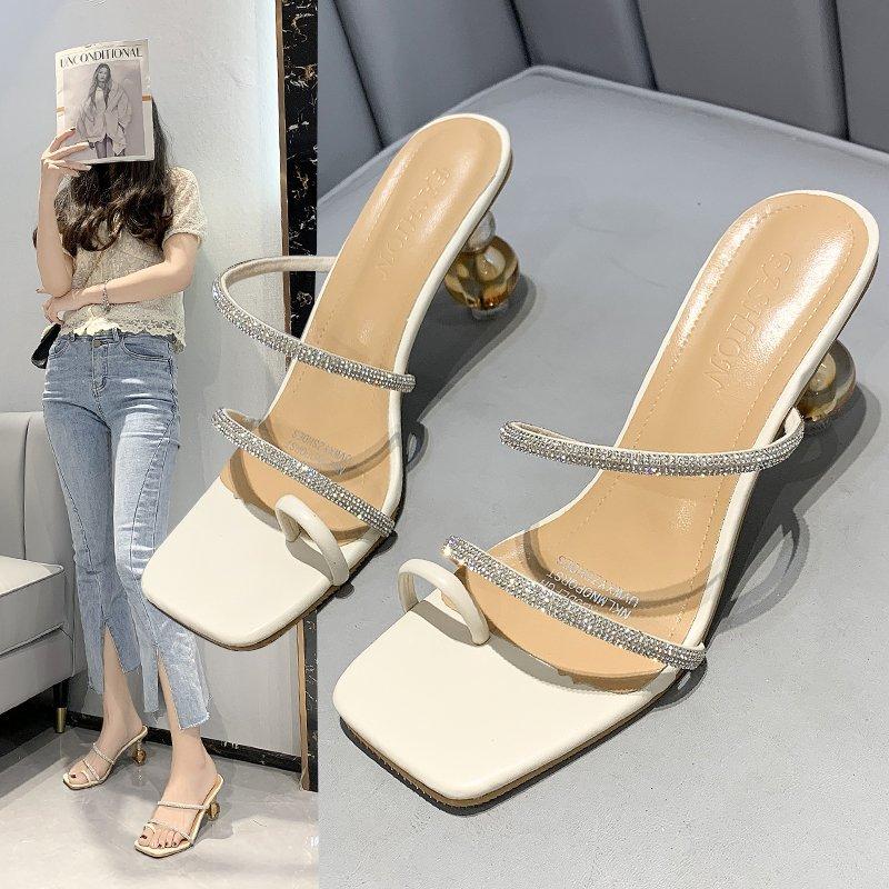 New  Fashion Special Heels Sandals Women Summer Short Heel Shoes Lady Casual Holiday Beach PVC Slides Open Toe 35-42