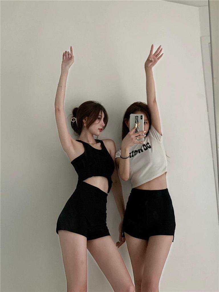 Lisa-Style Hip-Hop Jazz Black Slimming Shorts - Spicy Tight Hip-Hugging Elastic Hot Pants