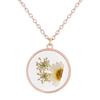 Handmade Epoxy Jewelry, Transparent Photo Box Dried Flower Pendant, Natural Real Dried Flower Round Resin Dried Flower Necklace Dried Flower
