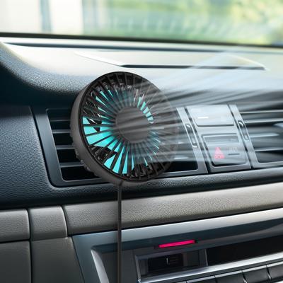 Car USB Fan with Airflow Adjustable Strong and Perfect for Summer 2025-New 3-Level Adjustment, Angle, Airflow, 360° Rotation, Energy-Saving, Quiet,