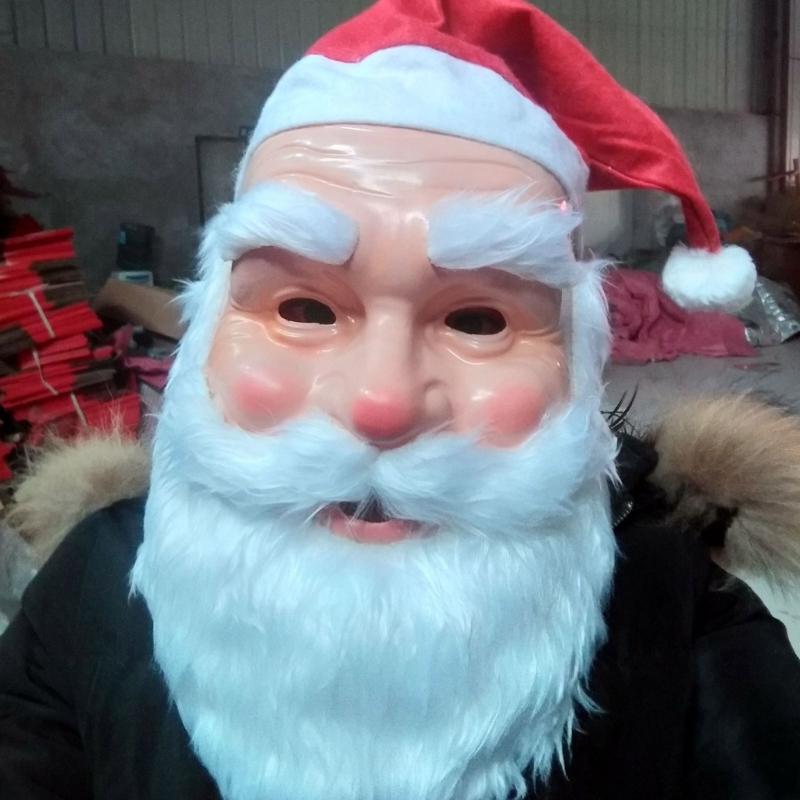 Santa Mask with Santa Hat and Beard Christmas Santa Costume Decorations Full Head Face Mask for Adult Christmas Party