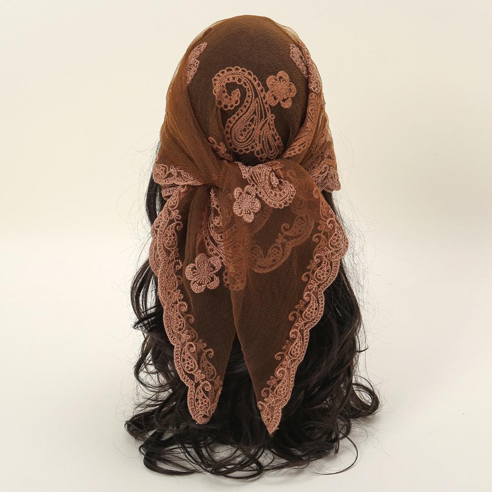Square Lace Scarf Hollow Out Hair Scarf Headband Elegant Lace Handkerchiefs  Women