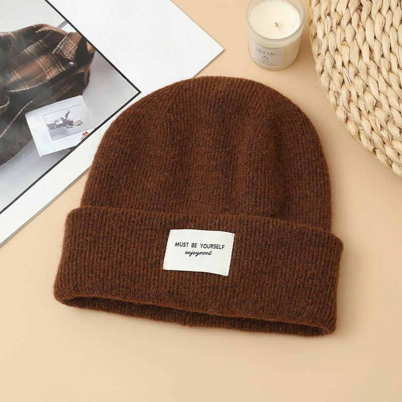 New Autumn and Winter Versatile Knitted Wool Hat Outdoor Travel Windproof and Warm Pile Hat Korean Style Literary Retro Cold Hat