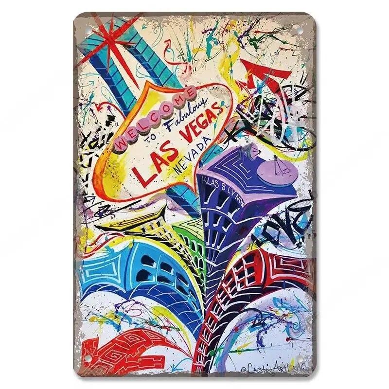 Welcome To Las Vegas Plaque Metal Tin Signs Vintage Decor Nevada Casino Metal Posters Wall Art Decor