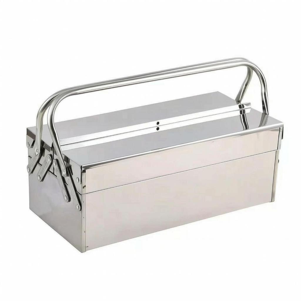 Rust Resistant Stainless Steel Toolbox Easy to Clean Double-Layer Fold-Open Tool