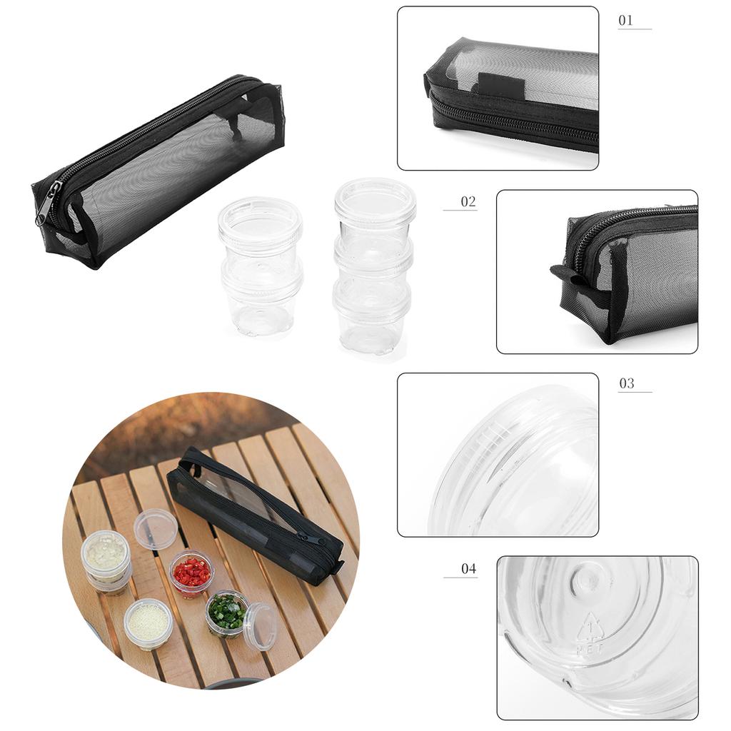 Camping Spices Seasoning Container Set Camping Seasoning Bottle Storage Bag with Spices Jar Outdoor BBQ Travelings Set