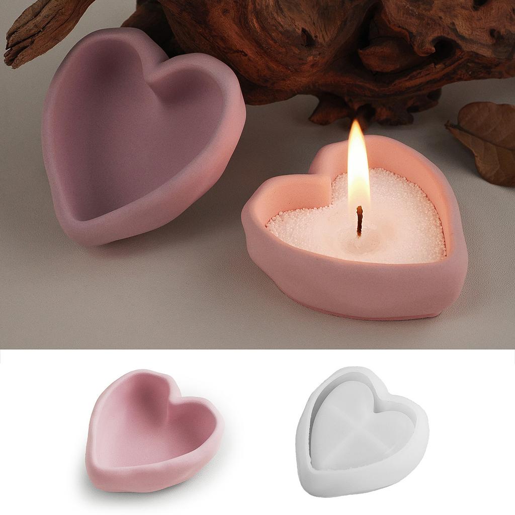 Herzform Kerzenschale Silikonform DIY Unregelmäßiges Herz Kerzengefäß Gipsformen Harz Aufbewahrungsbox Handwerk Herstellen Heimdeko