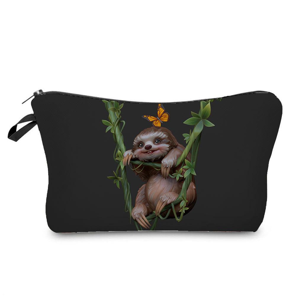 Women Sloth Print Cosmetic Bag Toiletries Organize Travel Storage Case 6403