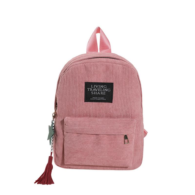 

Женская школьная сумка Soulder с кисточками, вельветовый рюкзак в консервативном стиле, рюкзак 25cm*9cm*32cm розовый