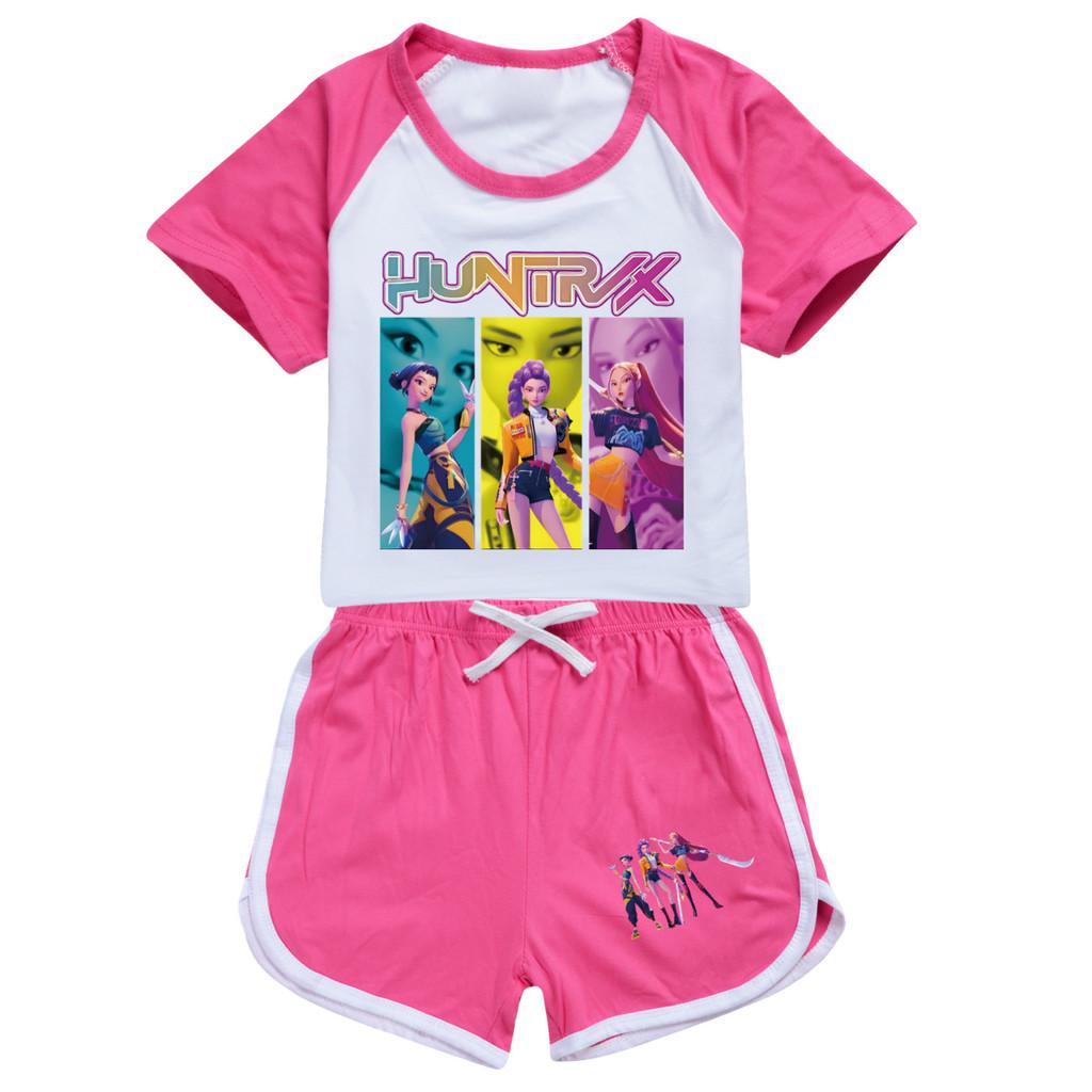 4979 Kids Girls POP Rumi Zoey Mira Print T-shirt Shorts Sport Tracksuit Clothes Set