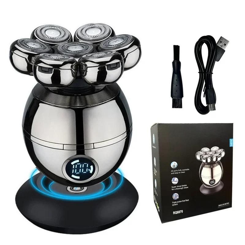 

Новейшая электрическая бритва 5-в-1 7D плавающая режущая головка машинка для стрижки лысых волос беспроводная зарядка мужской триммер для носа электрическая бритва для бороды