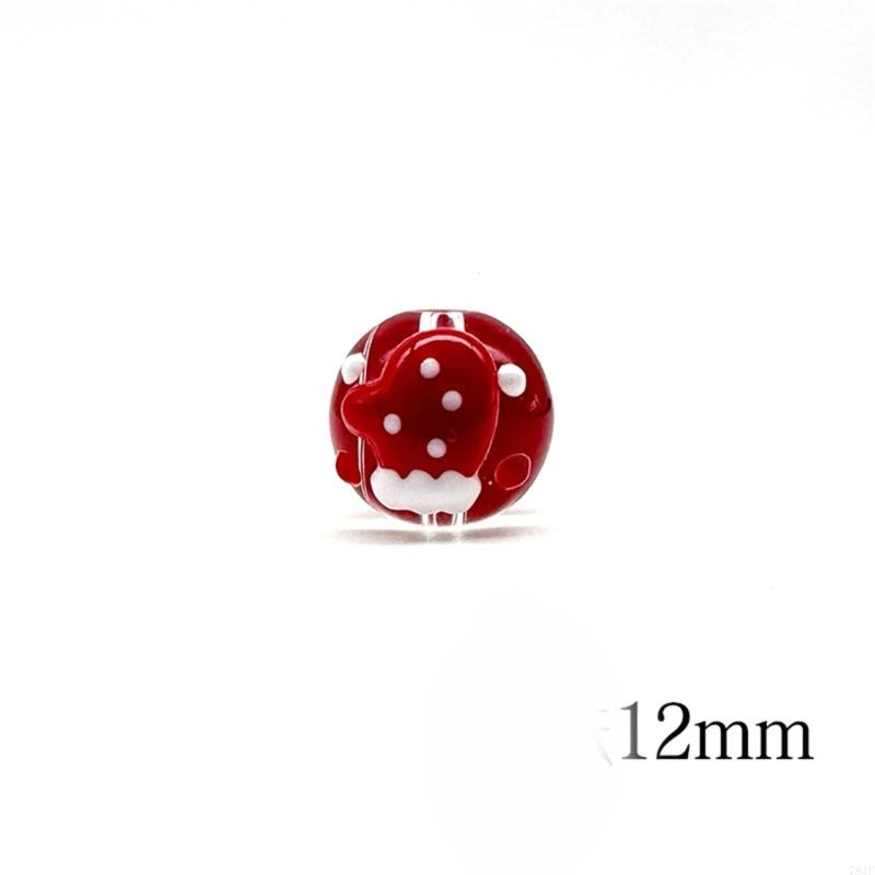 Christmas Beads with Hole Hand Painted Glass Beads For Christmas Tree Decoration Handmade Craft Bracelets Jewelry Making