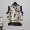 Chaleco de Punto para Mujer Gatito Retro Chaleco de Punto Suéter Holgado Top de Mujer