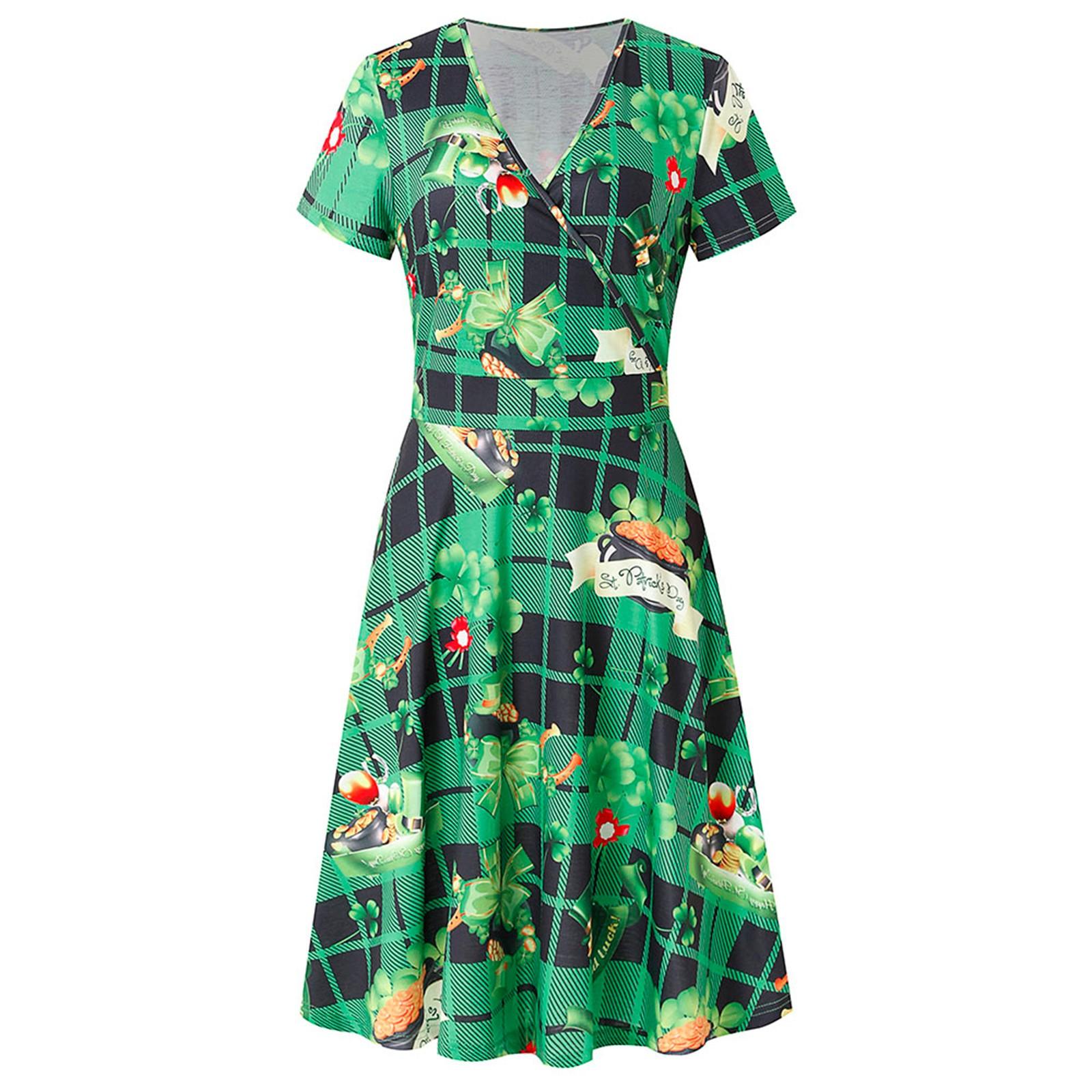 

Ladies Plaid Print Christmas Dress Zip Knit Skirt XXL зелений