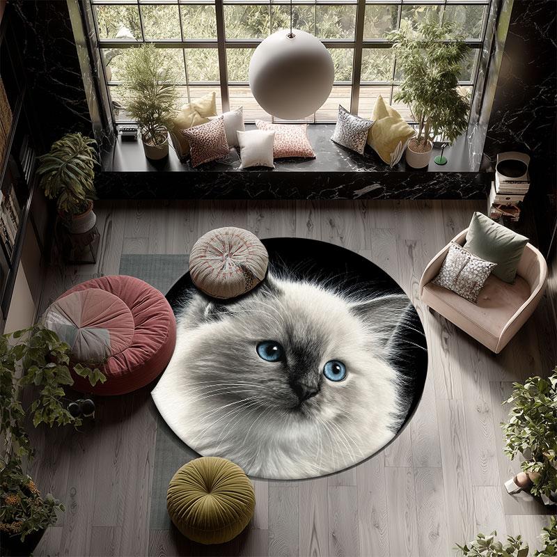 Black Cats pattern round rug,Carpet Rug for Living Room Bedroom Playroom ,Non-slip Floor Mat,Holiday Gifts and Birthday Gifts.