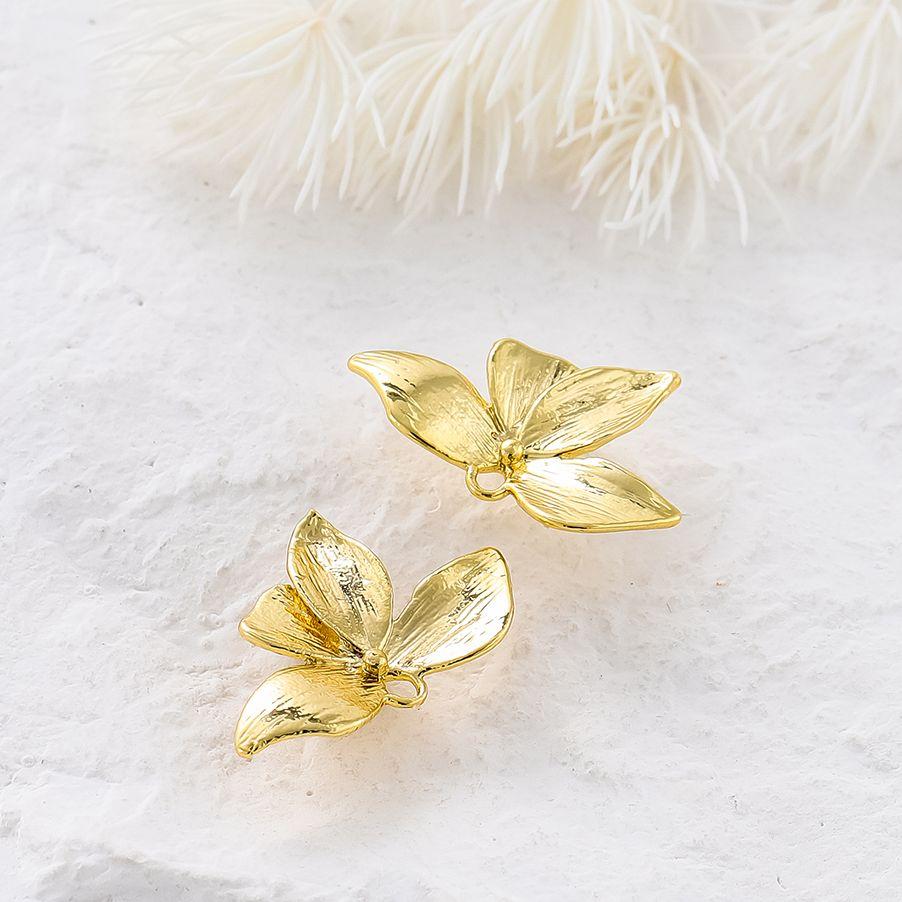 6pcs/lot 14K 18K Gold Plated Leaves Charm Brooch Pin Pendants Earings Decorate Pendants For DIY Jewelry Handemade Supplies