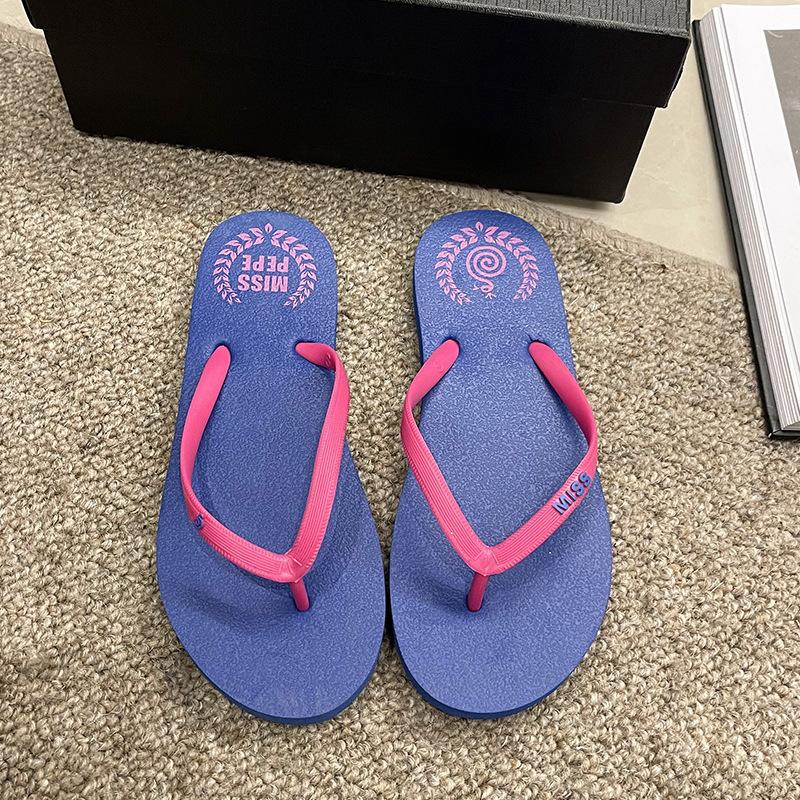 Simple flip-flops women's summer non-slip outer wear new cartoon flat-bottomed seaside beach cool slippers