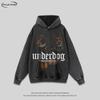 Oversized Cotton Hoodie With Vintage Dog Print Unisex Streetwear Long Sleeve Pullover