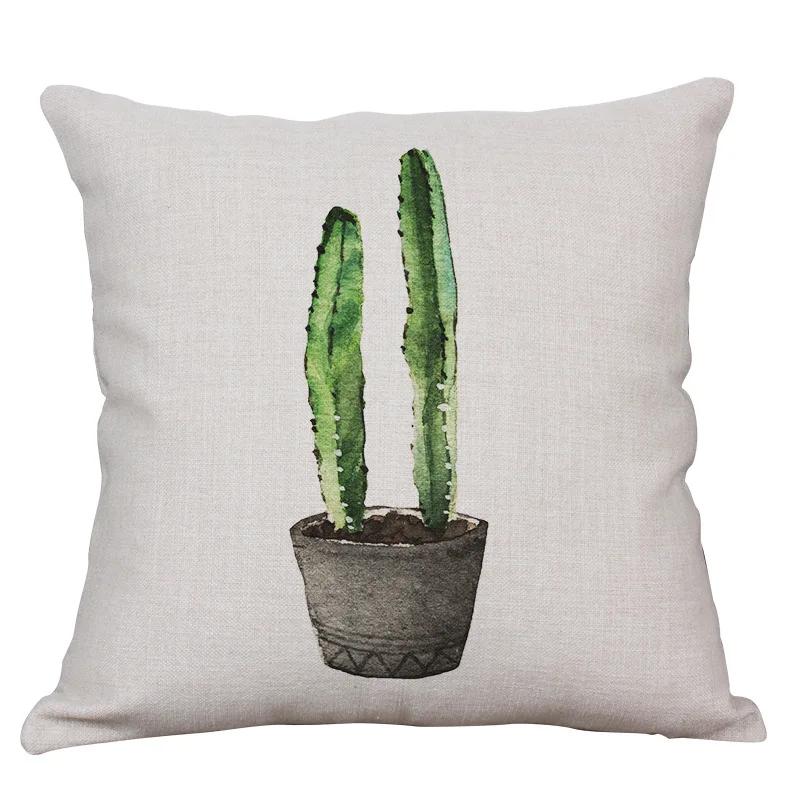 Nordic Simple Fresh Cactus Succulent Pot Linen Pillowcase 18X18In Home Decoration Short Plush Pillow Cover 45X45Cm Cushion Cover