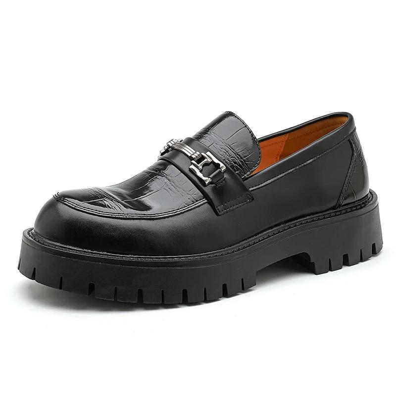 Classic Black Business Loafers Men Slip On Men's Leather Shoes Comfortable Platform Man Dress Shoes Zapatos De Vestir Hombre