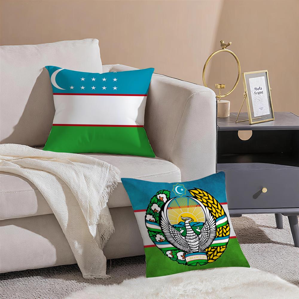 Uzbekistan Uzb Flag Cushion Cover Eco-Friendly Odorless Healthy Pillowcase Soft & Comfortable Kid-Safe No Filling