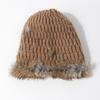 Rabbit Hair Hand-Woven Fur Hat Hat Women'S Versatile Fur Headgear Knitted Hat