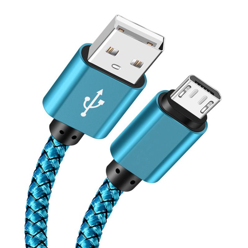 Nylon Braided Micro USB Cable Data Sync 2A Fast Charging 1M 2M 3M Charger Cable For Samsung Huawei HTC Android Phone USB Micro