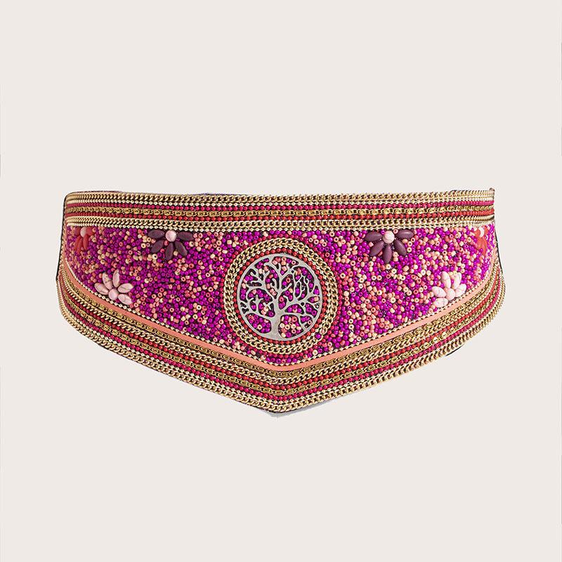 New Ethnic Style Bead Waist Seal Pure Handmade Boho Elastic Wide Waist Seal for Women Elegant Colorful Shells